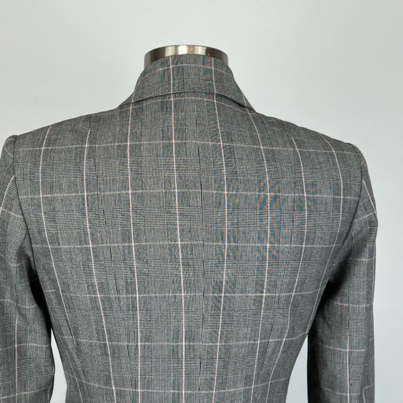 Tahari Womens Gray Glen Plaid Blazer Button Front Cropped Pockets size 6 - Picture 7 of 12